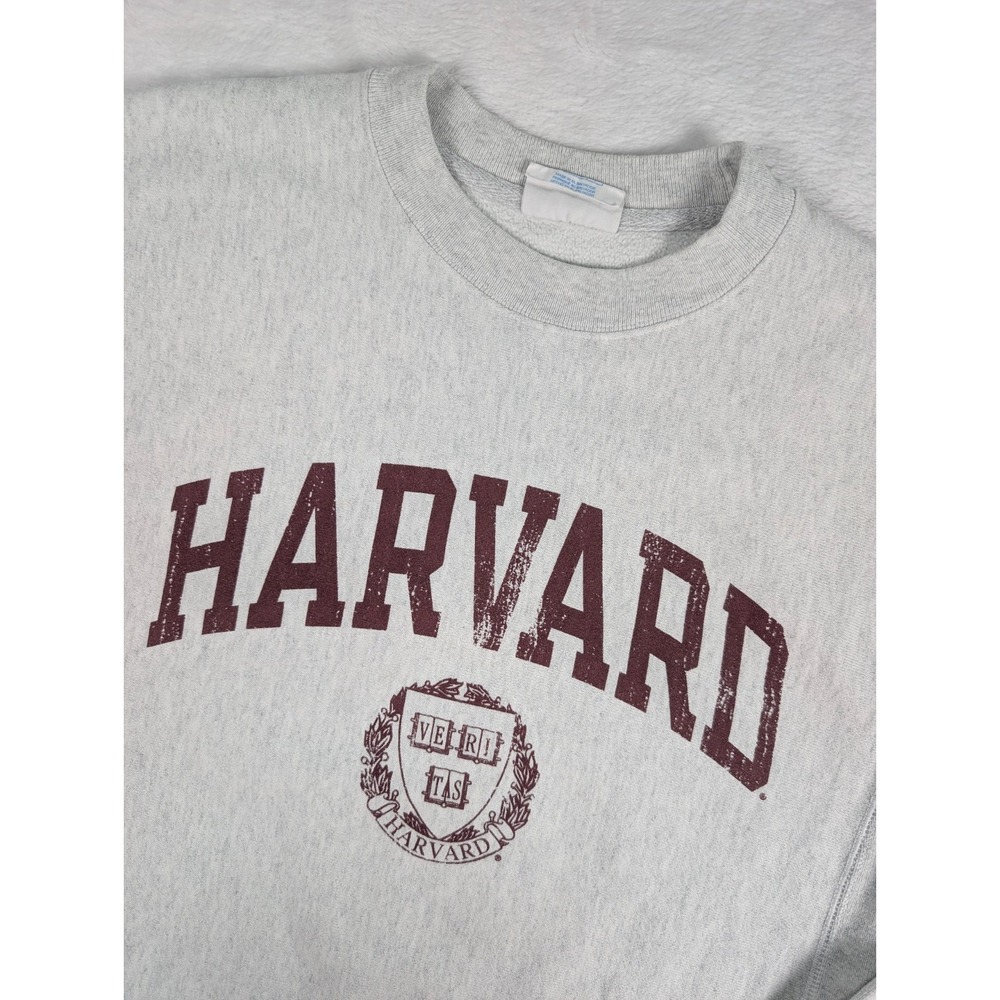 Vtg Harvard University Champion Reverse Weave‎ Crewneck Mens Small Light Gray